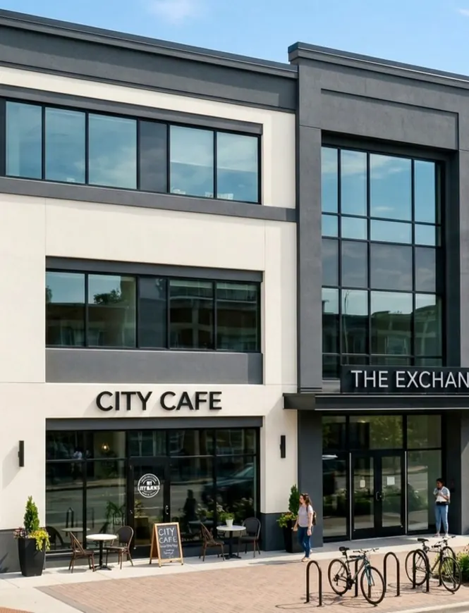 Multi-story commercial office building exterior